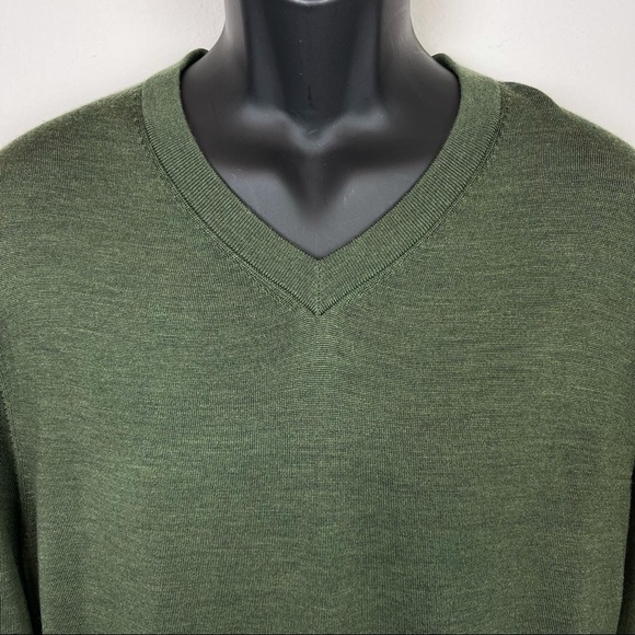 NWT Daniel Cremieux Men Signature V-Neck 100% Merino wool sweater Moss green XL - Picture 3 of 9